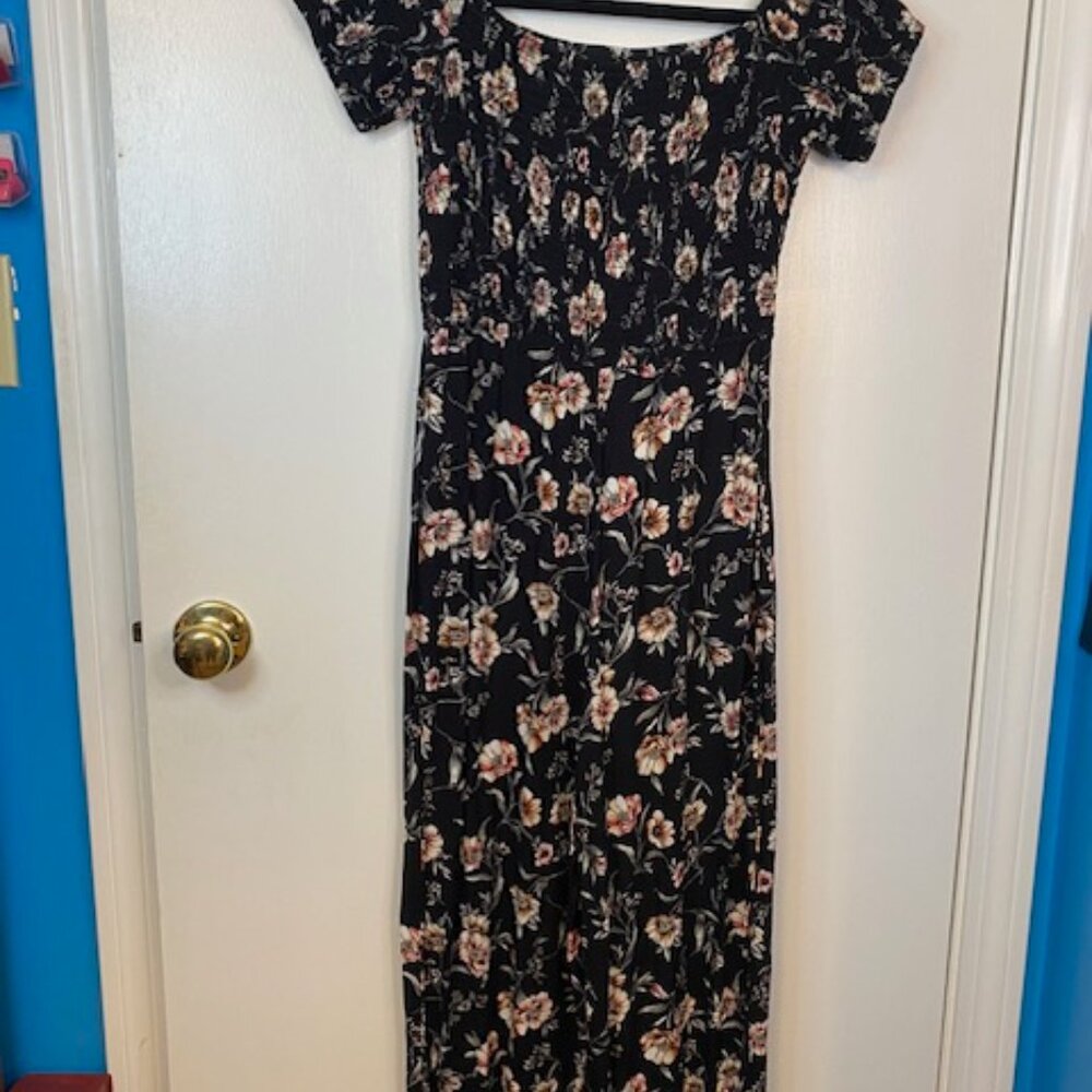 Xhilaration black and floral short sleeve Pants jumpsuit - Picture 9 of 11